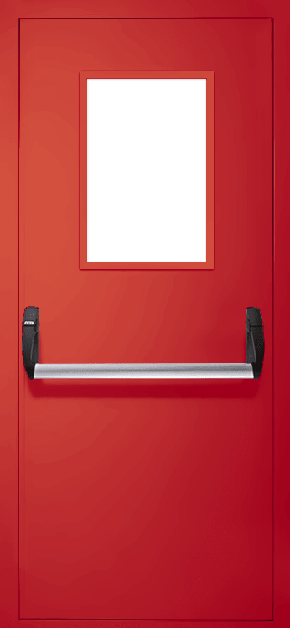Однопольная противопожарная дверь «Антипаника» со стеклом EI 60 (RAL 3020)