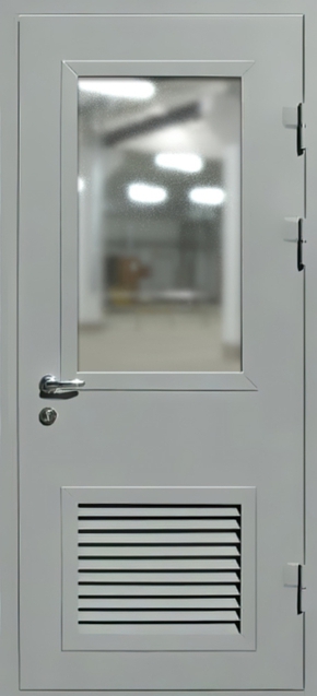 Однопольная дверь с вентиляцией и стеклом EIW 60 (серая)