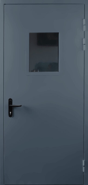 Однопольная противопожарная дверь со стеклом EI 60 (RAL 7043)
