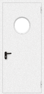 Однопольная дверь с круглым стеклом (белая)