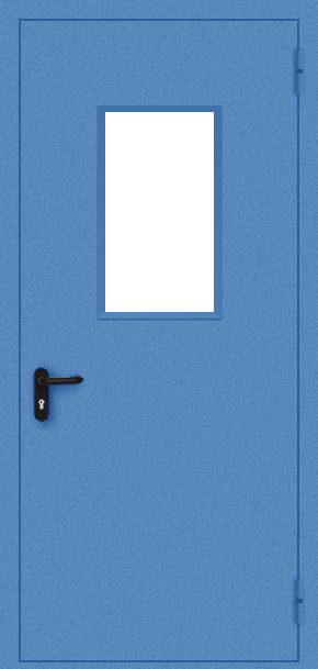 Однопольная противопожарная дверь EI 60 cо стеклом (порошок / синяя)
