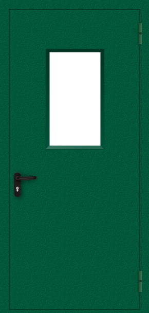 Однопольная противопожарная дверь cо стеклом (порошок / зеленая)