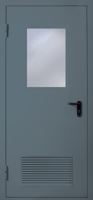 Однопольная дверь с вентиляцией и стеклом EI 60 (RAL 7031)
