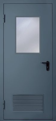 Однопольная дверь с вентиляцией и стеклом EI 60 (RAL 7043)