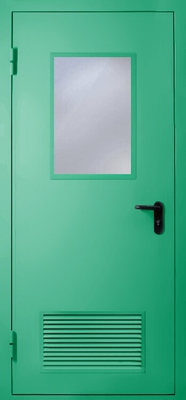 Однопольная дверь с вентиляцией и стеклом EI 60 (RAL 6024)