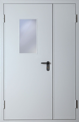 Полуторапольная дверь со стеклом EI 30 (RAL 7035) 