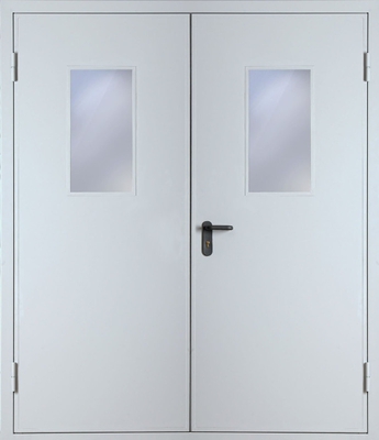 Двупольная дверь со стеклом EI 60 (RAL 7035) 