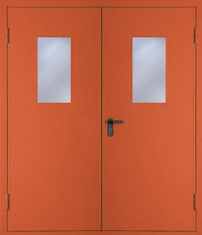 Двупольная противопожарная дверь со стеклом EI 60 (RAL 3022)