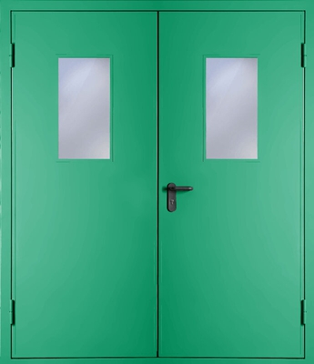 Двупольная дверь со стеклом EI 60 (RAL 6024)