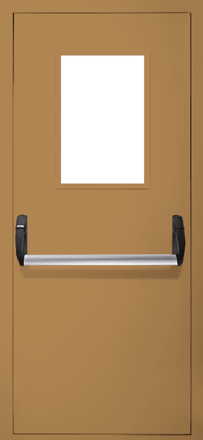 Однопольная противопожарная дверь «Антипаника» со стеклом EI 60 (RAL 8000)