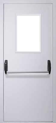 Однопольная дверь «Антипаника» со стеклом (RAL 7035) 