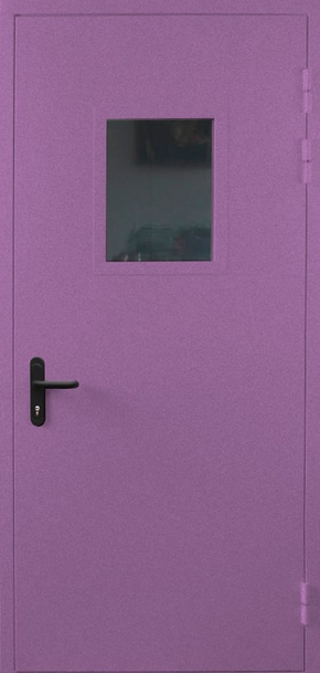 Однопольная противопожарная дверь со стеклом EI 60 с порошковым напылением (RAL 4008)