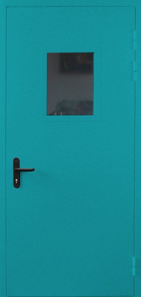 Однопольная противопожарная дверь со стеклом EI 60 с порошковым напылением (RAL 5018)