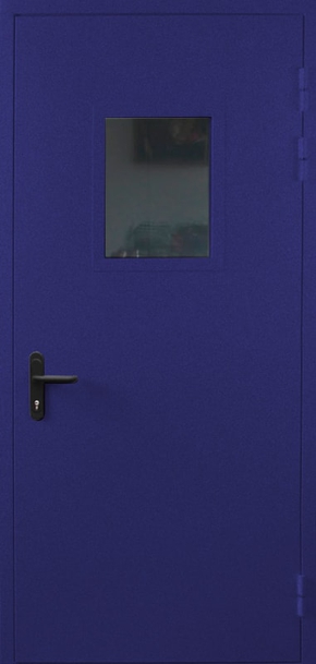 Однопольная противопожарная дверь со стеклом EI 60 с порошковым напылением (RAL 5026)