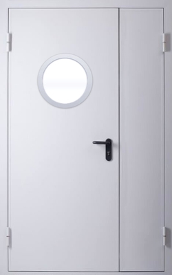 Полуторапольная дверь с круглым стеклом EI 30 (RAL 7035)