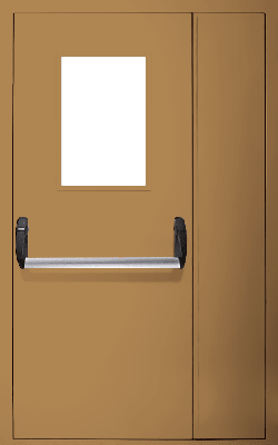 Полуторапольная дверь «Антипаника» со стеклом EI 60 (RAL 8000)