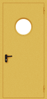 Однопольная дверь с круглым стеклом (желтая)